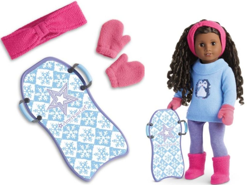American Girl winter sled set with accessories