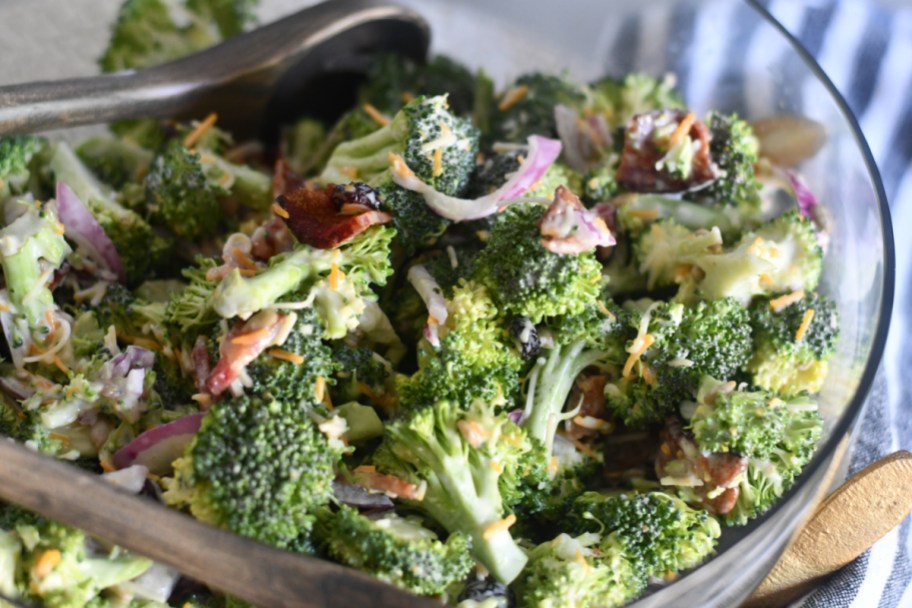 A broccoli salad with bacon