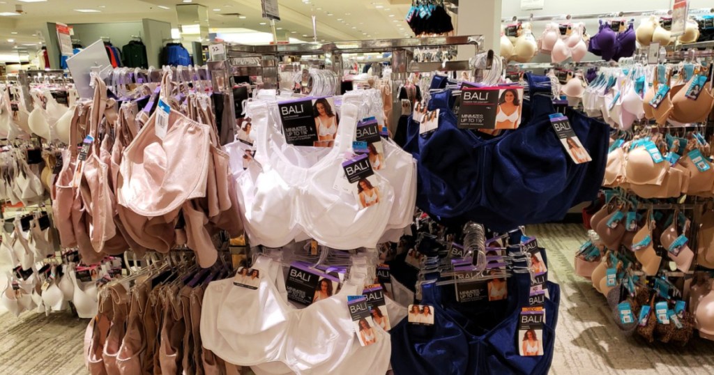 Bali bras on hangers in store
