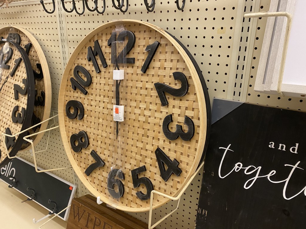 Basket Weave Clock hanging in store