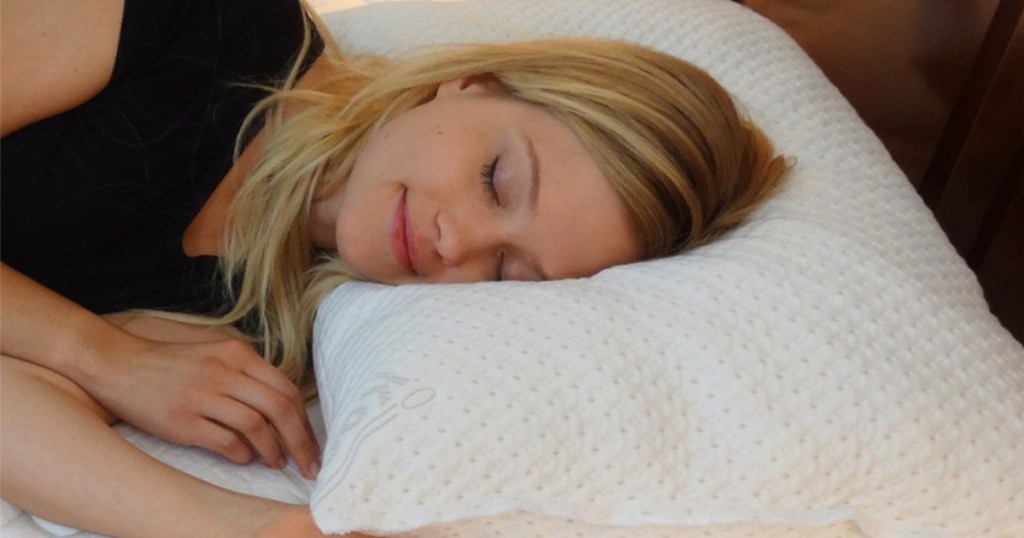 snuggle-pedic pillow woman sleeping