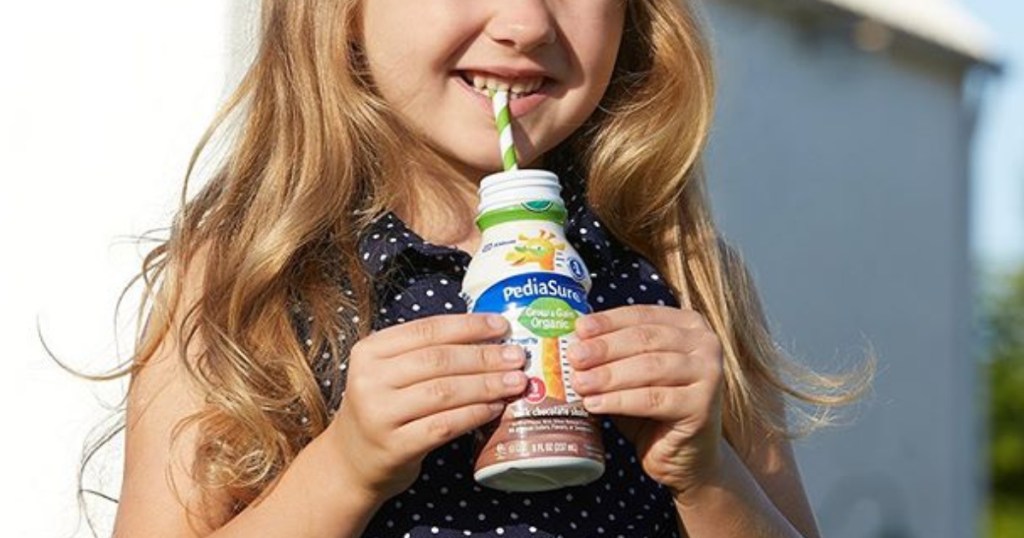 pediasure organic grow and gain little girl sipping