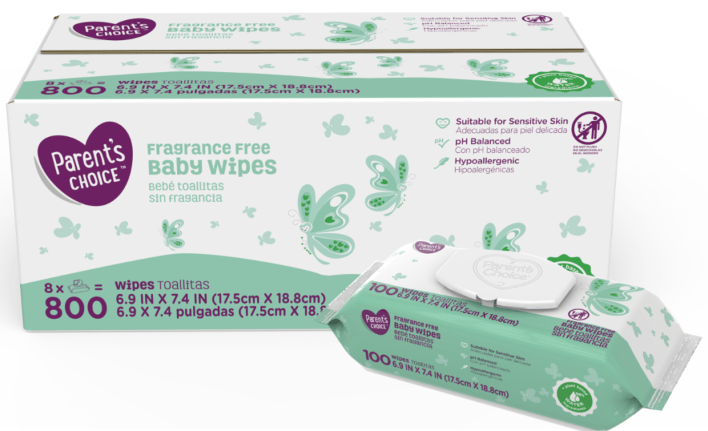 paretns choice fragrance free baby wipes in box 800-count
