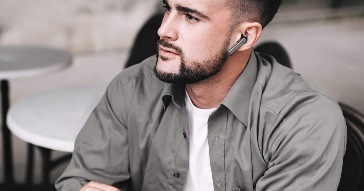 man wearing earbuds