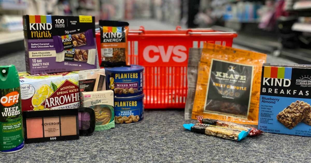 products surrounding a CVS basket