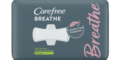 56 Carefree Breathe Thin Pads Just $9.94 + FREE $5 Walmart eGift Card
