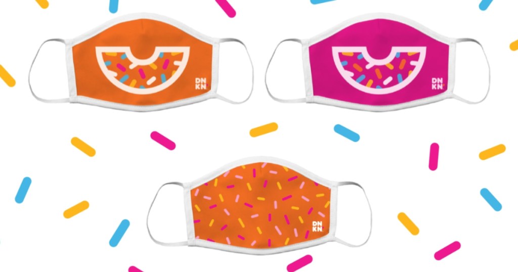 three Dunkin' face masks