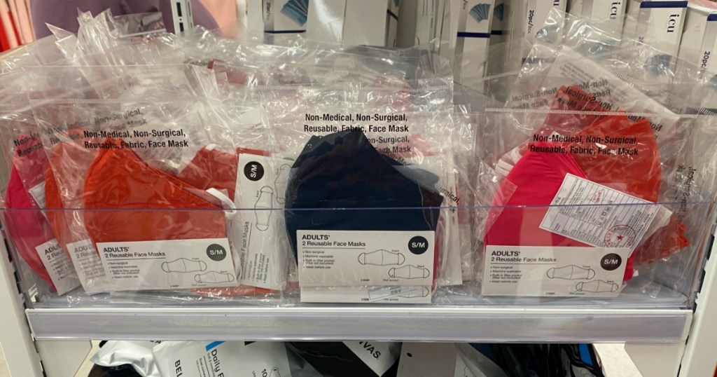 face masks on the shelves at Target