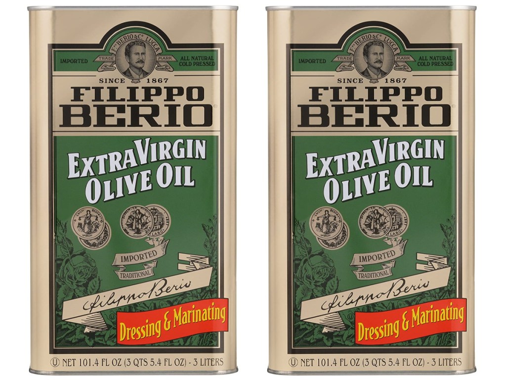 two large tins of extra virgin olive oil