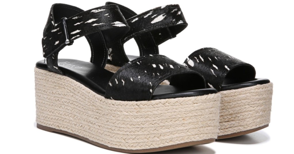 black calf hair platform sandals