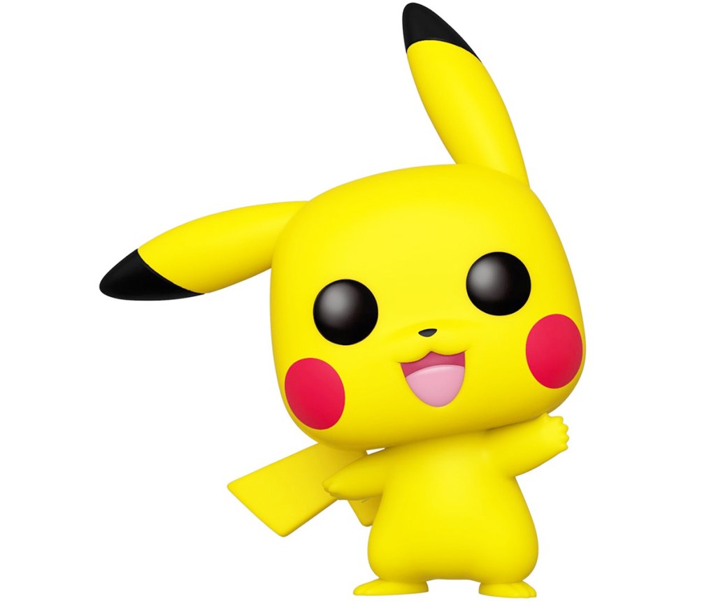 figurine of pikachu waving with one ear down