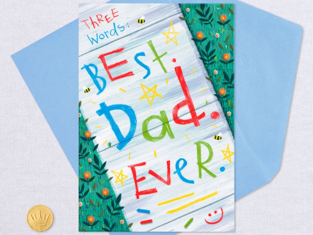 Father's Day card with blue envelope