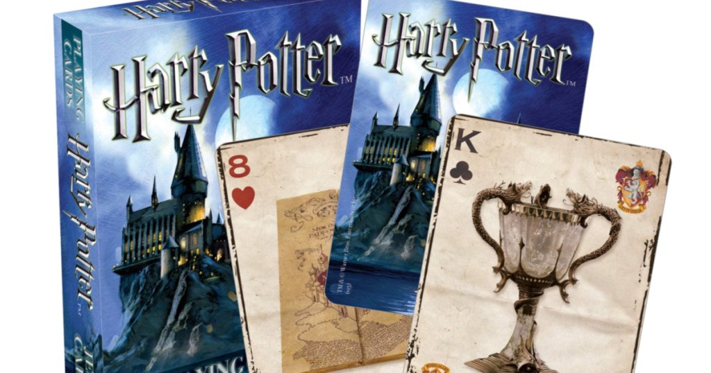 Harry Potter Playing Cards Box with playing cards in front