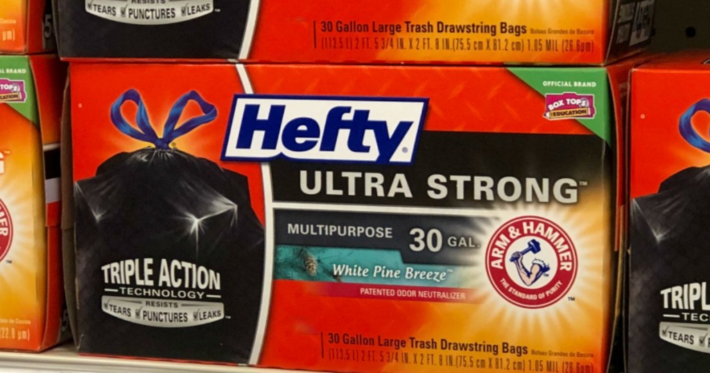 box of Hefty Ultra Strong trash bags