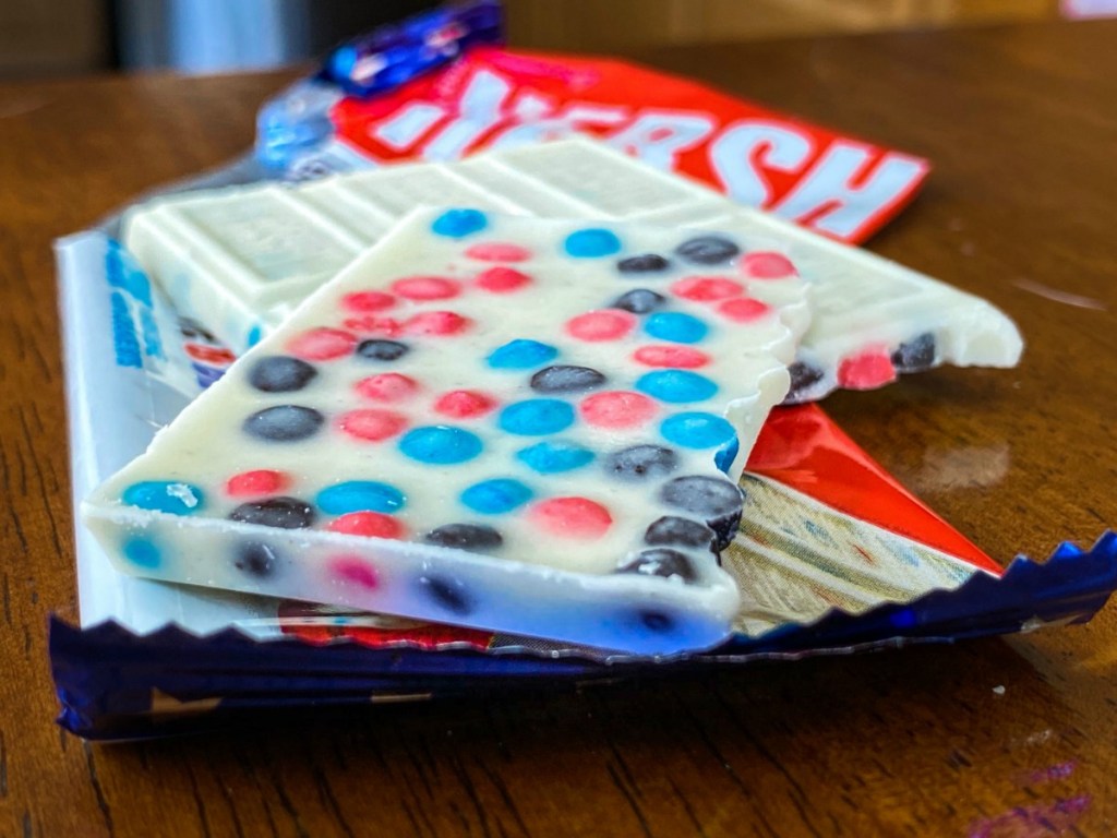 Hershey's Red White Blue Bar on table