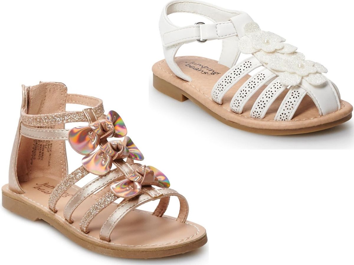 stock images of two pairs of girls sandals