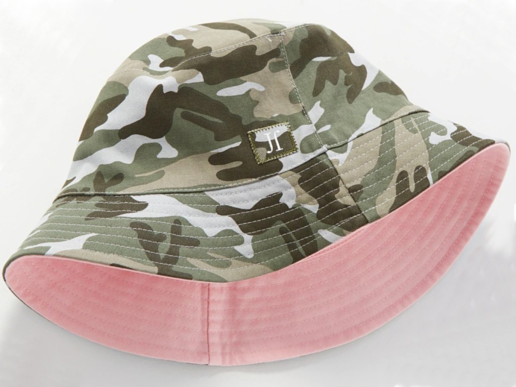 girls pink and camo bucket hat folded in half