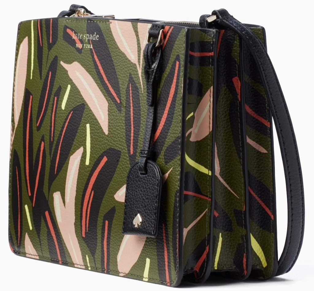 olive green, beige, and red patterned kate spade crossbody