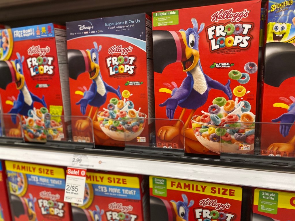target shelf with Kellogg's Froot Loops Cereal