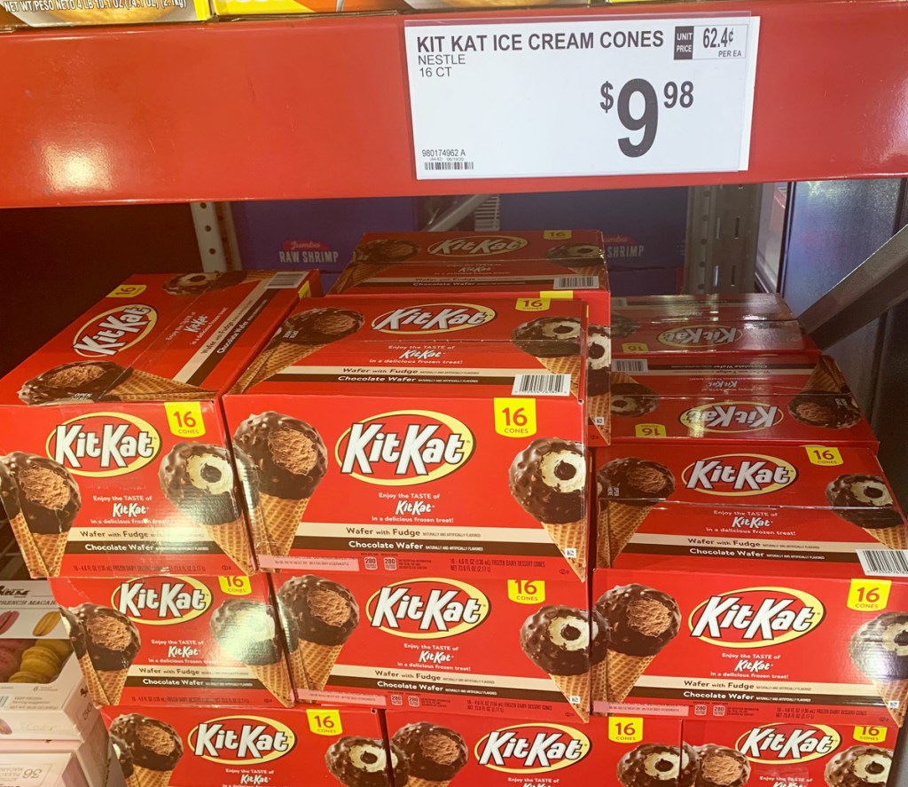 red boxes of kit kat ice cream cones