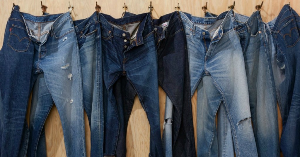 row of Levi's jeans