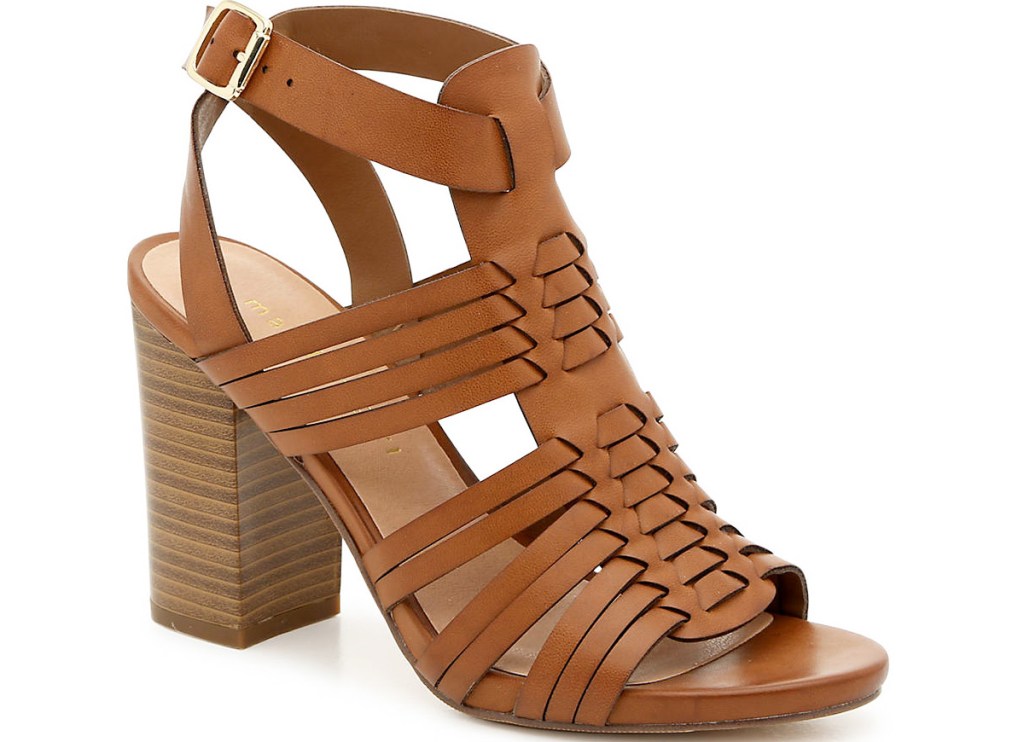 brown leather sandals with block heel
