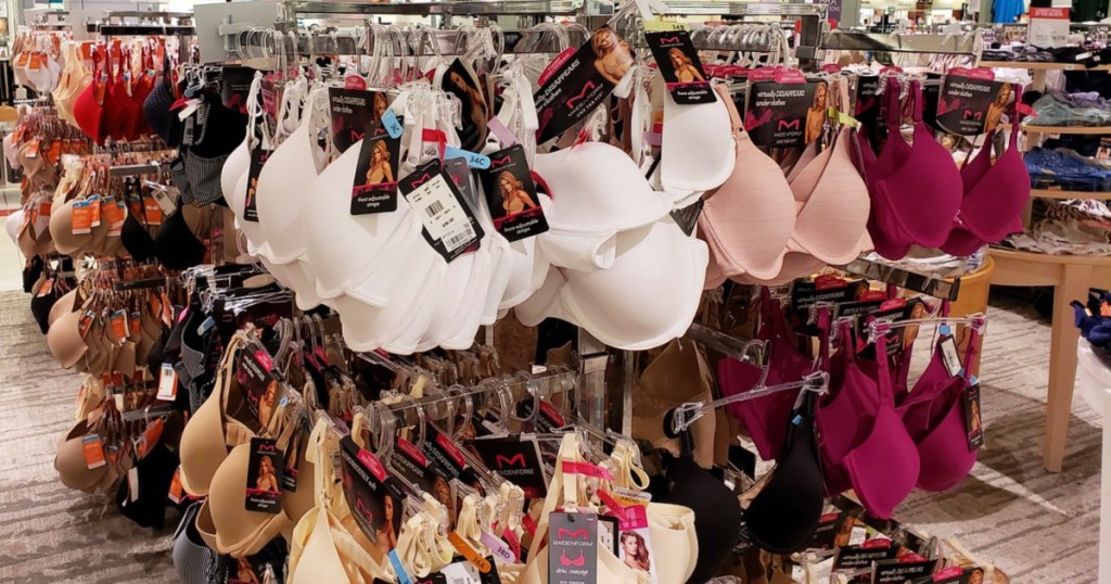 Maidenform bras on hangers in Macy's