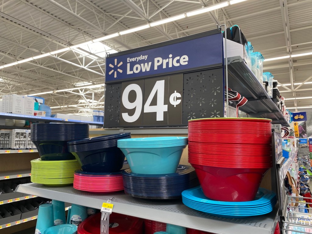 walmart price sign with Mainstays Plate, Bowls at Walmart