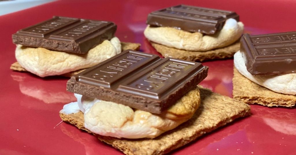 Almost-ready S'mores on a plate