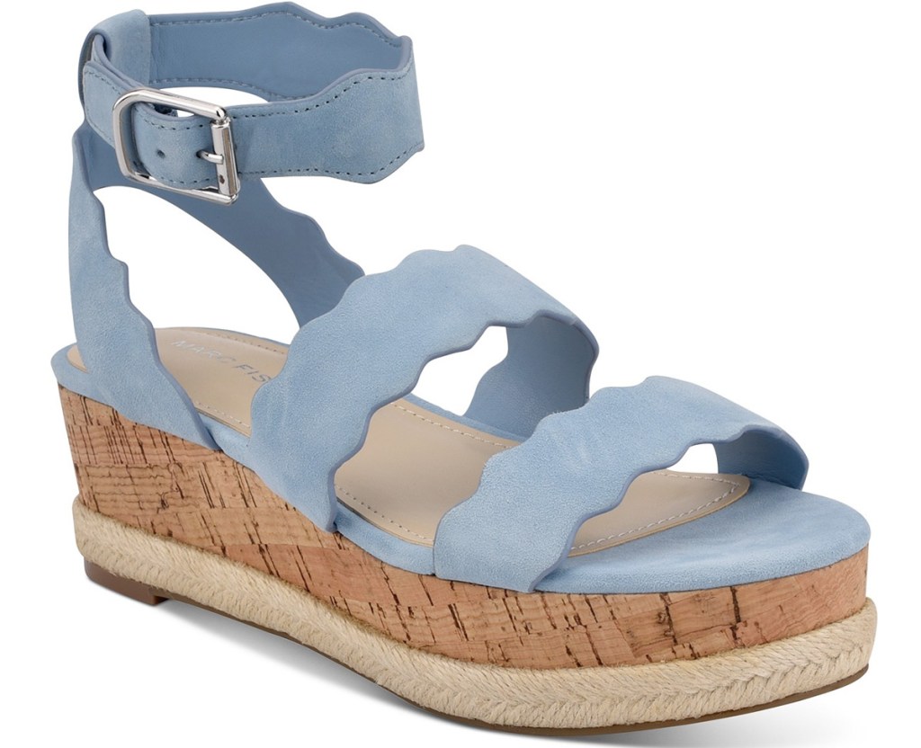 pastel blue wavy stap platform sandal