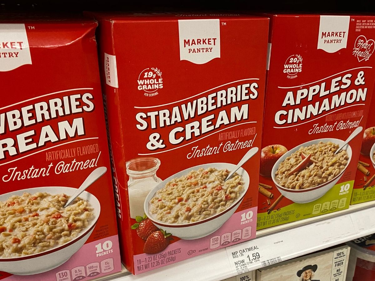 boxes of oatmeal on a Target store shelf