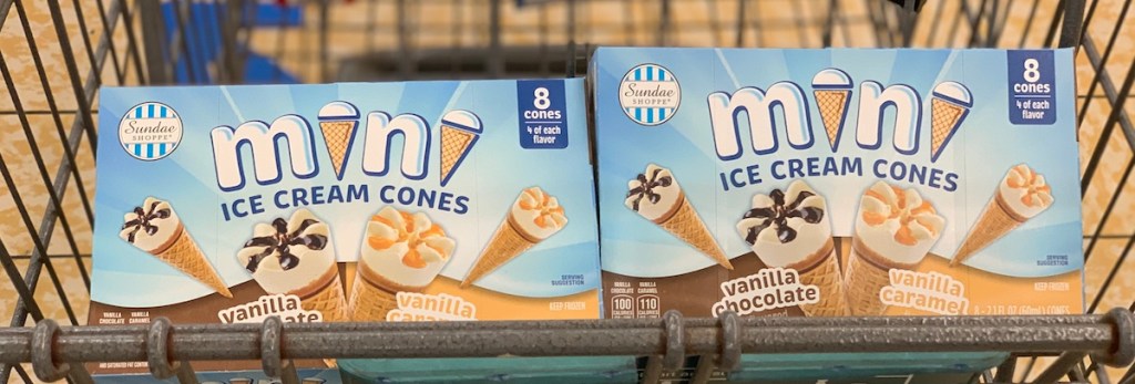 Mini Ice Cream Cones in a cart