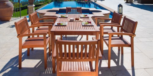 Wood Patio 7-Piece Dining Set w/ Stacking Chairs Only $543.69 Shipped on Walmart.com
