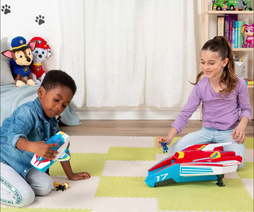 Kids playing with Paw Patrol Command Center