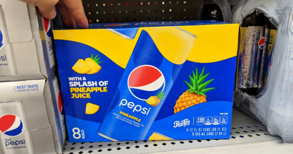 Pepsi with Splash of Pineapple on shelf