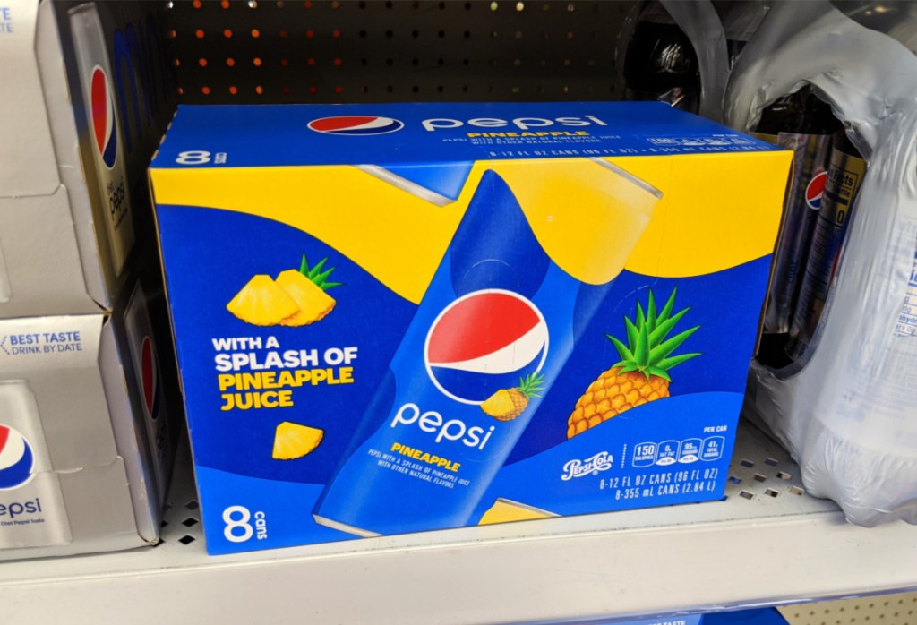 Pepsi with a Splash of Pineapple Juice on shelf in Walmart