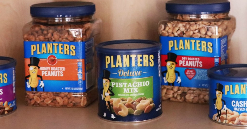 cupboard filled with Planters products