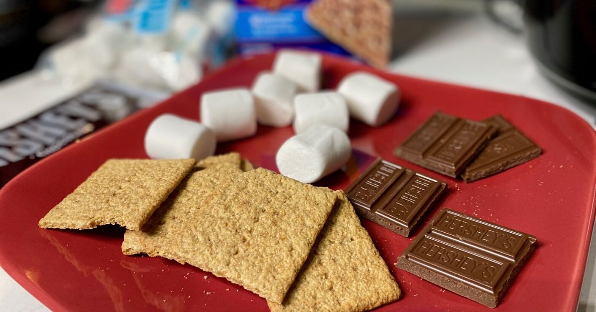 S'mores ingredients on a plate 