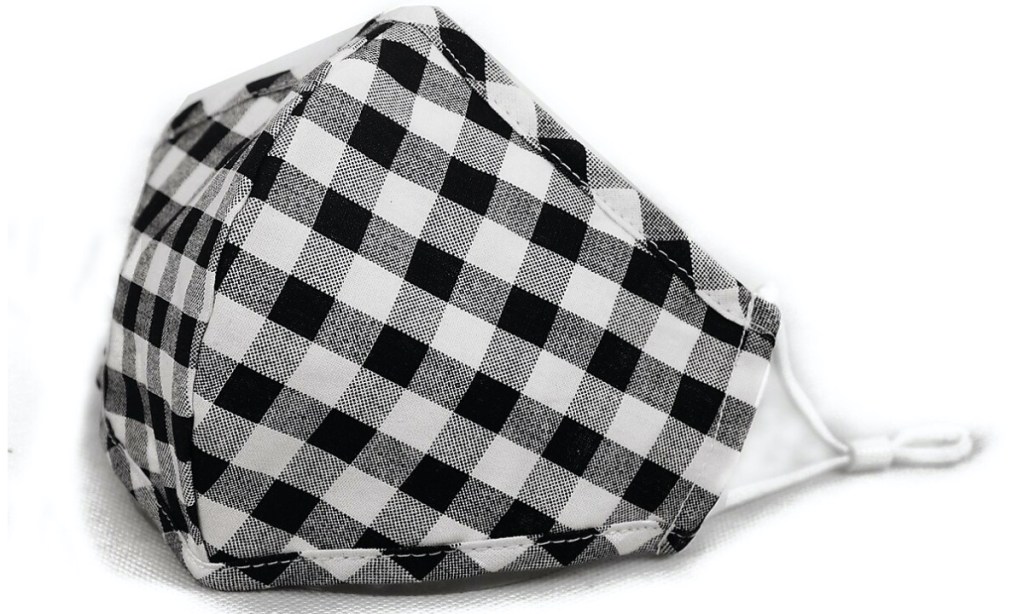black and white checkered face masks