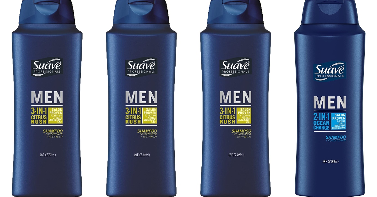 four bottles of Men's suave body wash