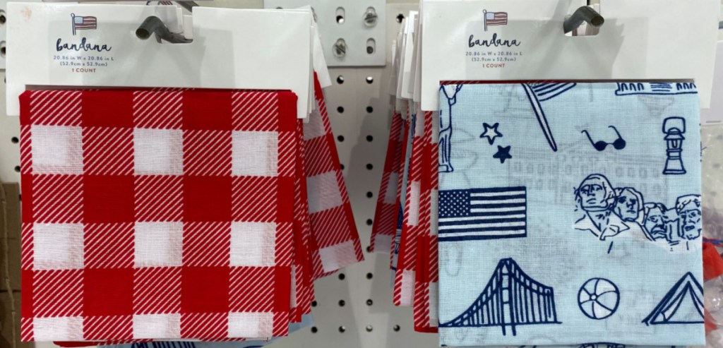 Americana bandanas hanging in store