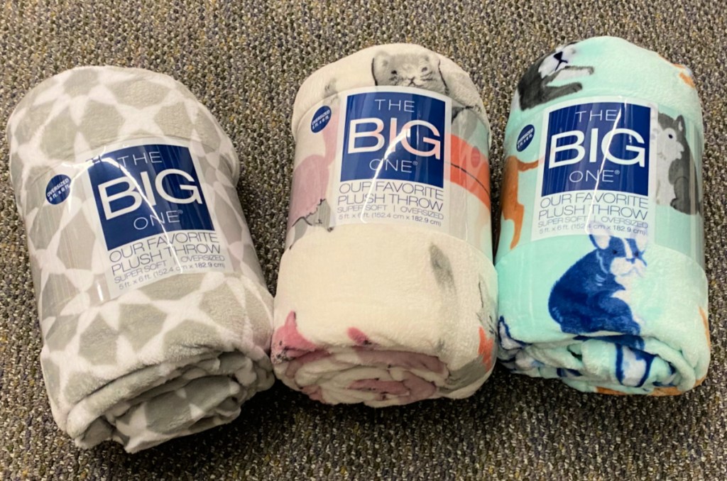 The Big One Super Soft Plush Throws on floor