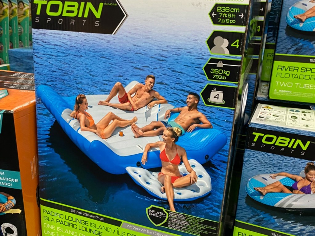 store display with big box container water float