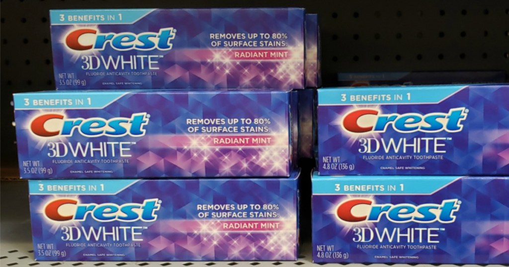 crest 3D white radiant mint many packs stacked