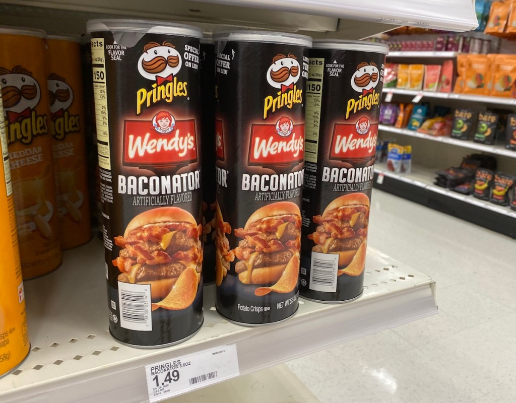 Wendy's Baconator Pringles on shelf at Target