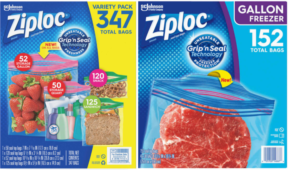 Ziploc Freezer Food Bags Variety Pack 347 Bags 