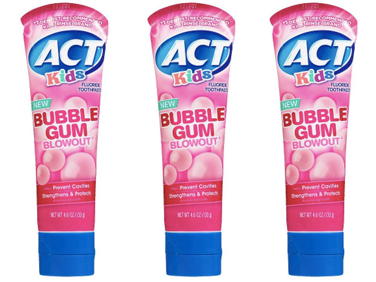 three act kids toothpaste stock images