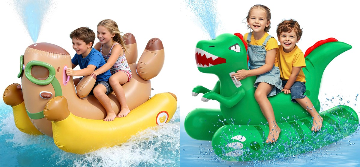 Pool Floats Rideable Giant Ride On Pool Float w/ Sprinkler Only $20.49 Shipped on Amazon ...