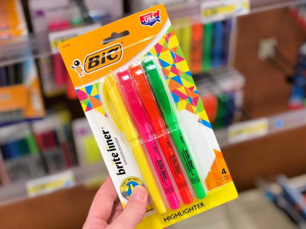 bic brite liner 4-pack in person's hand at store