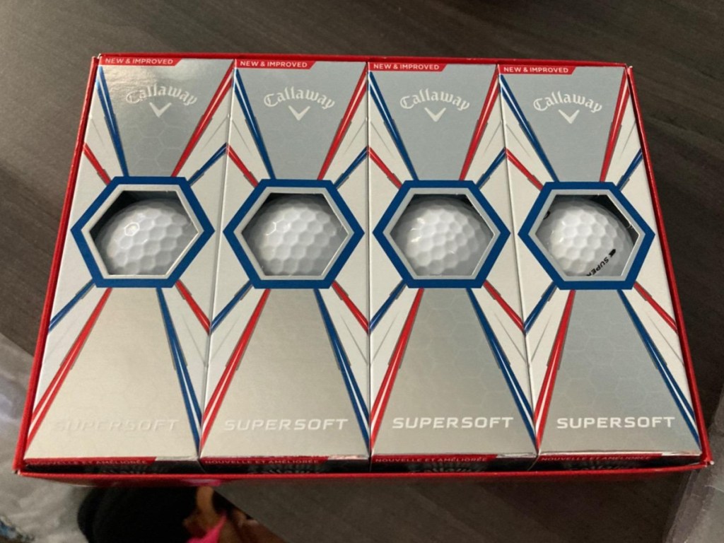 box of 12 white golf balls